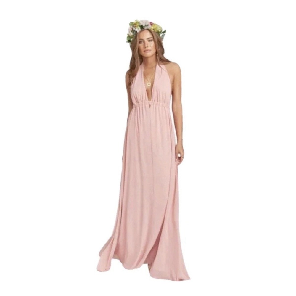 Show Me Your MuMu Luna Halter Dress in Dusty Blush Size Womens L Wedding Formal